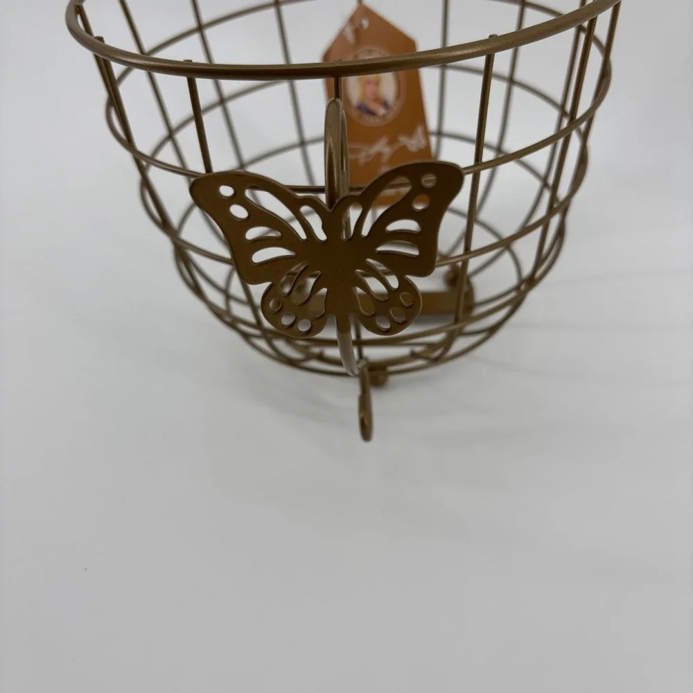 Dolly‎ Parton Metal Cup Basket Bronze Butterfly Teacup Wire NEW 8.6x6.9x5.9in